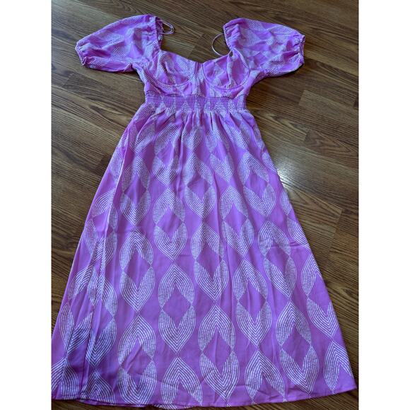 Collective Concepts pink Sweetheart bustier  open back Midi Dress size small - Picture 8 of 11